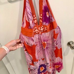 Marciano | Silk | Backless | bead work | flower dress